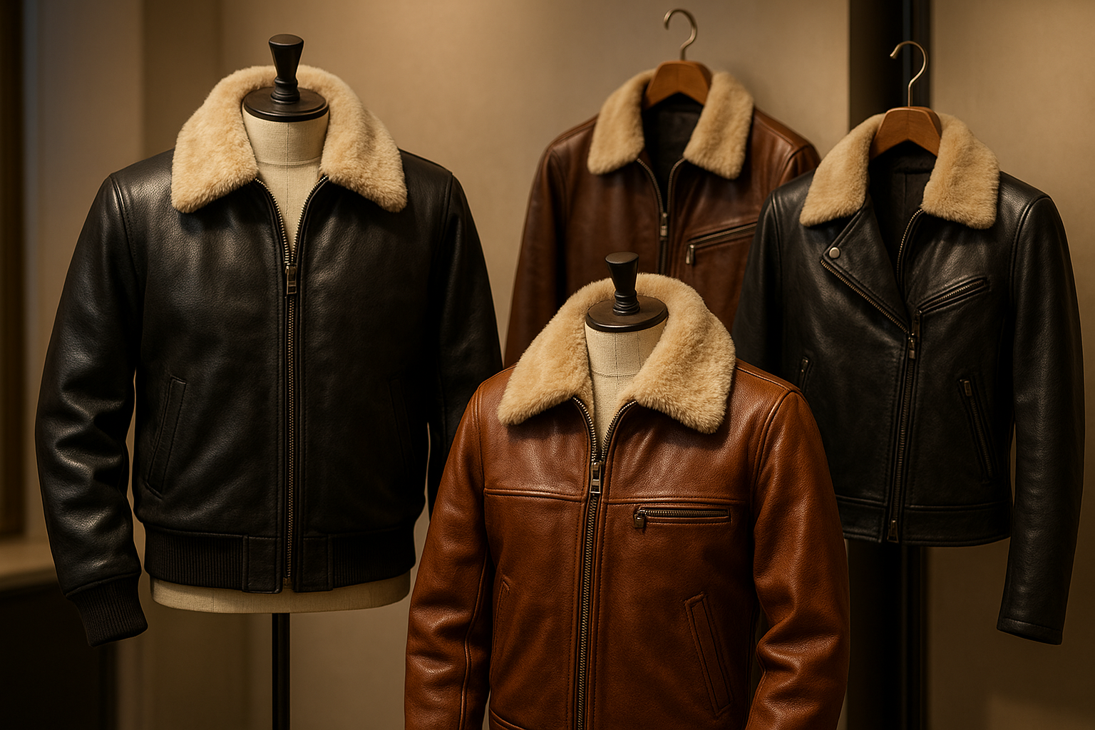 Leather Jackets with Faux Fur Collar